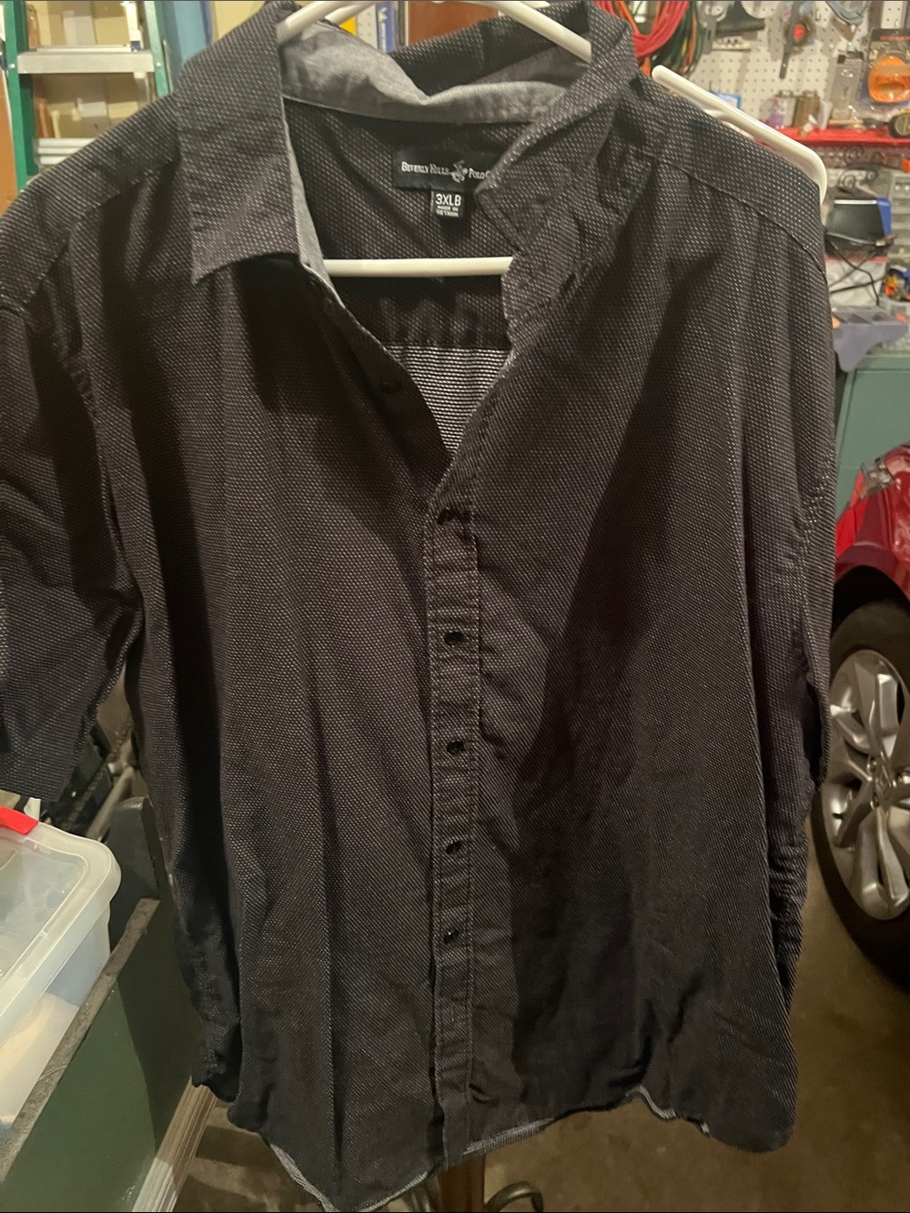 Beverly Hills Polo Club Black Button-Down Shirt with Microdot Texture